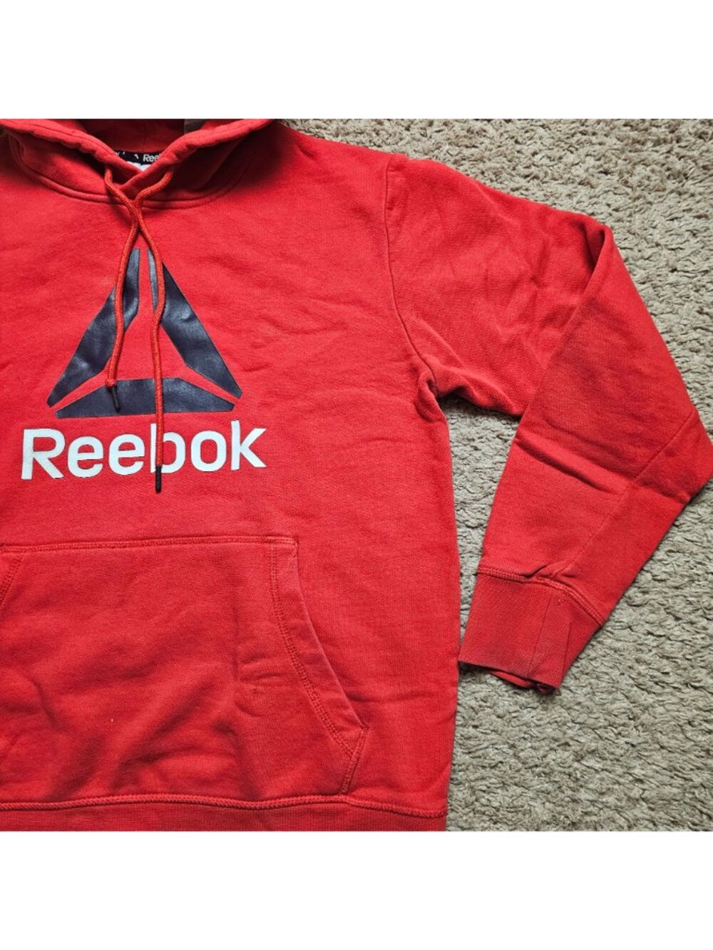 Reebok Hoodie Mens Small Red Cotton Blend Pullover Sweatshirt Athleticwear - Picture 2 of 8